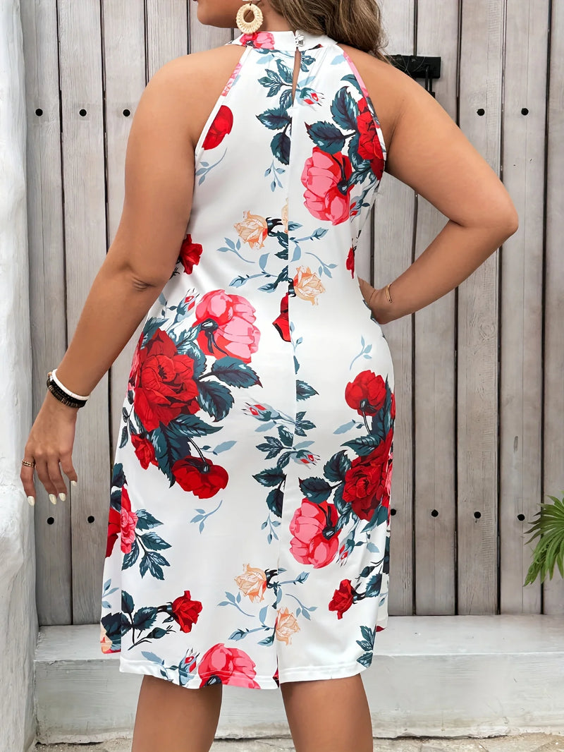 Vestido Plus Size, estampado, Flores