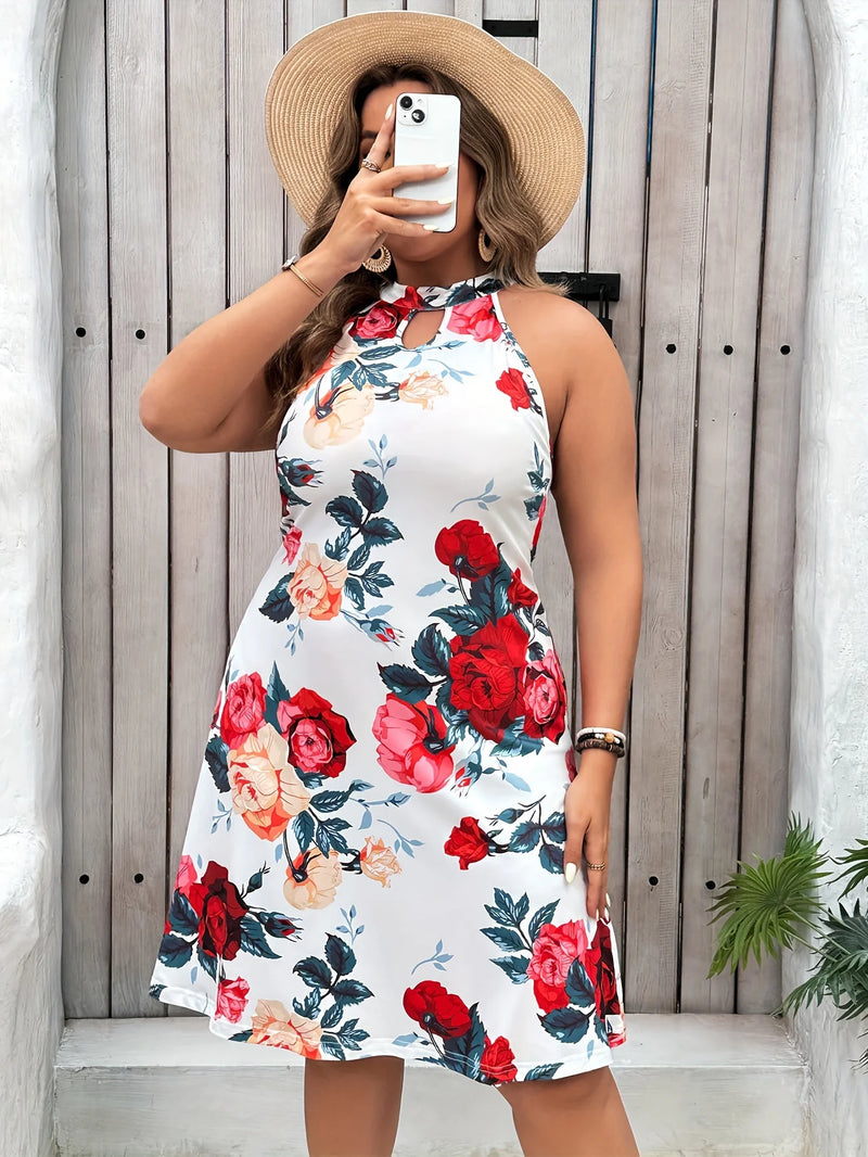 Vestido Plus Size, estampado, Flores